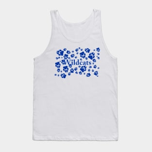 Wildcats Paw Prints Pattern Blue on White Digital Design Tank Top